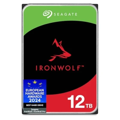 Imagen de Seagate Technology IronWolf, 12 TB, NAS, Disco duro interno, HDD, CMR 3,5&quot; SATA 6 GB/s, caché de 256 MB para almacenamiento conectado a red RAID (ST12000VNZ008)