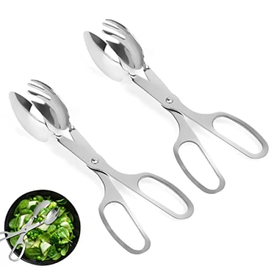 Imagen de YHSKJCD 2pcs Pinzas para Ensalada, de Buffet Acero Inoxidable Hornear Ensalada Pan Cocina Clip Comida A La Parrilla Buffet, Barbacoa,