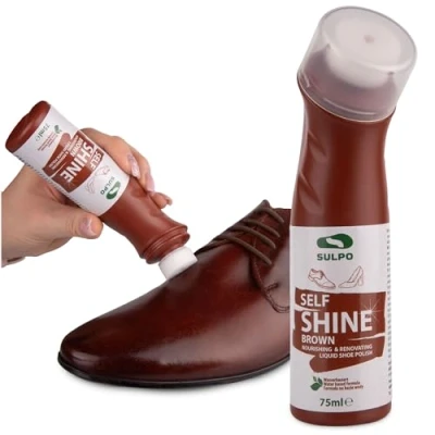 Imagen de SULPO crema zapatos marrón betun para cuero con base de agua acondicionador limpiadora zapatillas aplicador esponja 75ml