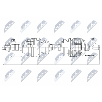 Imagen de NTY NPW PL 035 Árbol de transmisión Eje delantero Caja cambios manual, 6 marchas OPEL: Insignia A Sports Tourer