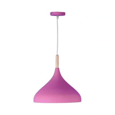 Imagen de BEL AIR HOME Lámpara Colgante Baviera 1xE 27 (BOMBILLA NO INCLUIDA) Diámetro 30 cm de Metal y Madera, Altura Ajustable (ROSA)