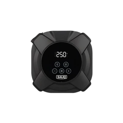 Imagen de SALKI DIGI INFLATOR Compresor de Aire Digital Portátil para Neumáticos Coche, Motocicletas, Patinetes, Bicicletas y Otros Inflables Incluye Múltiples Boquillas Diseño Compacto Duradero