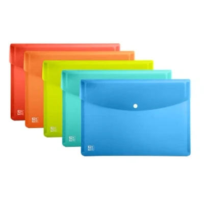 Imagen de Oxford Paquete de 5 fundas plástico transparente A3 para documentos, colores, multicolor