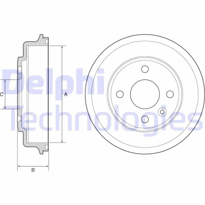Imagen de DELPHI BF554 Tambor de Freno sin anillo sensor ABS, cojinete rueda, apoyo 244 CHEVROLET: Aveo Hatchback