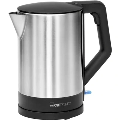 Imagen de Clatronic WKS 3692 Hervidor de agua eléctrico 1,5 litros, recipiente acero inoxidable sin BPA, resistencia oculta, 2200 W apagado automático, inalámbrico 360º cable, filtro cal, negro