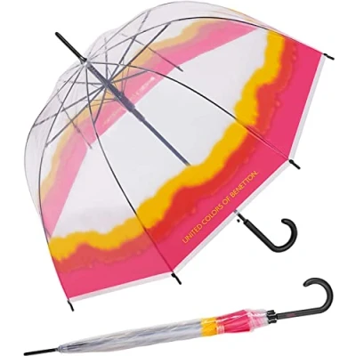 Imagen de Benetton Paraguas automático transparente, Dip Dye, 105 cm, Transparente multicolor