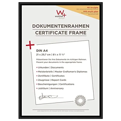 Imagen de walther design KVX130B New Lifestyle marco de fotos plástico con cristal acrílico, 21 x 29,7 cm (DIN A4), negro