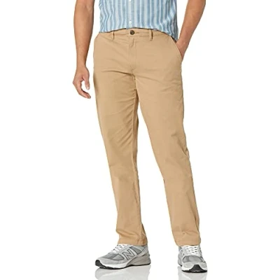 Imagen de Amazon Essentials Pantalón chino elástico de corte recto y estilo informal Hombre, Marrón Seta, 34W / 33L