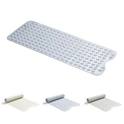 Imagen de Good Nite Alfombrilla de baño Larga Antideslizante con ventosas Extra Grandes para un Seguro, antimoho, Lavable a máquina, Parte Trasera Goma Gruesa Suave, 101 x 40 cm, Color Azul