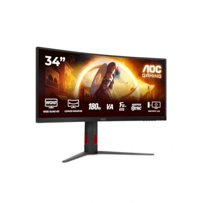 Imagen de AOC Gaming CU34G4 Monitor Quad HD de 34 Pulgadas, 180 Hz, 1 ms, FreeSync Prem., HDR10 (2560x1440, 1x HDMI 2.0, DisplayPort 1.4) Negro Rojo