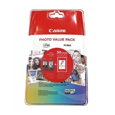 Imagen de CANON PG 540L/CL 541XL Pack de 540L Plus CL 541XK 50 Feuilles Papier Photo 10x15 (Emballage Blister Sécurisé), 5224B005