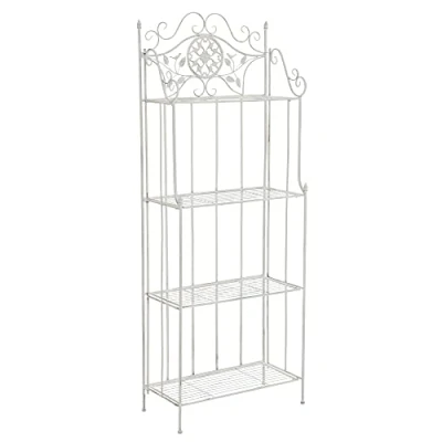 Imagen de Estantería de Hierro Plegable Flora I Decorativa con 4 Estantes Multiusos Niveles Color:, Color:Blanco Envejecido
