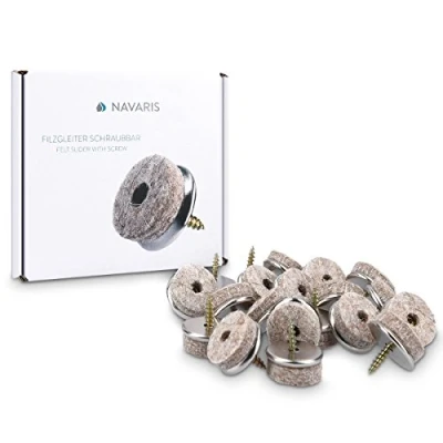 Imagen de Navaris pack 20 almohadillas de fieltro para sillas Tacos silla y mueble acolchados con tornillo Amortiguador muebles Redondos 30 MM