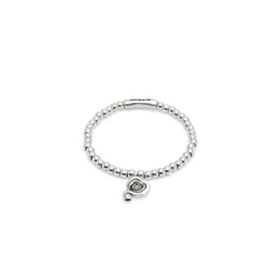 Imagen de Pulsera de bolas bañadas en plata ley con cristal negro