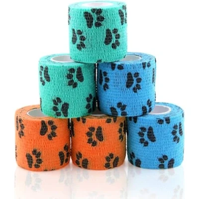 Imagen de 6 Rollos Banda Venda Cinta Bendaje Adhesiva Deportiva Tape 5cm x 4,5m Vendaje Cohesivo Primeros Auxilios de Mascotas Vendas Autoadhesivas para Dedos, Muñecas, Tobillo, Perros,