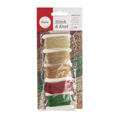 Imagen de Rayher 53587616 Hilo metálico de Puntada y Nudo, 5 Colores por 10 m en Bolsa SB,
