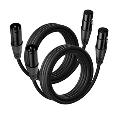 Imagen de NUOSIYA 6m Cable XLR 2PACK de micrófono macho a hembra balanceado 3 pines para micrófono, mezclador, altavoz, amplificador