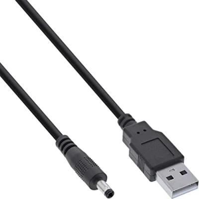 Imagen de InLine® Cable adaptador de corriente USB CC, conector a CC 4,0 x 1,70 mm, hueco, negro, 1 m