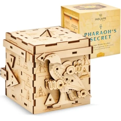 Imagen de INSCAPE Pharaoh&#039;s Secret Caja de rompecabezas madera Puzzle Box Escape Room Juego para adultos y niños Juegos ajos 3D Cluebox