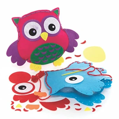 Imagen de Baker Ross FE639 Kit de Costura para niños Cojín Búho Paquete 2, creativa niños, principiantes