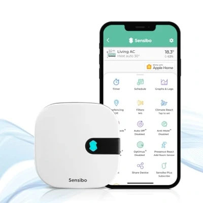 Imagen de Sensibo Air Controlador Inteligente para Aire Acondicionado inalámbrico. Fácil instalación. Solicitud de Control termostato automático WiFi. Compatible con Google, Alexa, Siri y Apple HomeKit