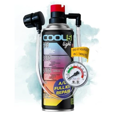 Imagen de COOL5 R134a refrigerante r134a, kit de recarga refrigerante, gas Klimagas 5 en 1 HOBBY con manguera presión integrada manómetro