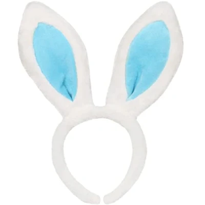 Imagen de TRIXES Diadema de conejo blanca y azul, orejas felpa, accesorio disfraz Pascua, Halloween, Navidad, cosplay, fiesta, despedida soltera