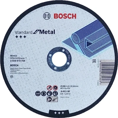Imagen de Bosch Professional 1x Disco Standard for Metal Straight Cutting (para chapa, acero, Ø 180 x 1.6 22.23 mm, Accesorios Amoladora)