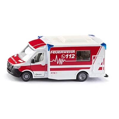 Imagen de siku 2115, Mercedes Benz Sprinter Miesen tipo C Ambulancia, 1:50, Metal/plástico, Rojo/blanco, Techo desmontable, incl. camilla y tablero giratorio