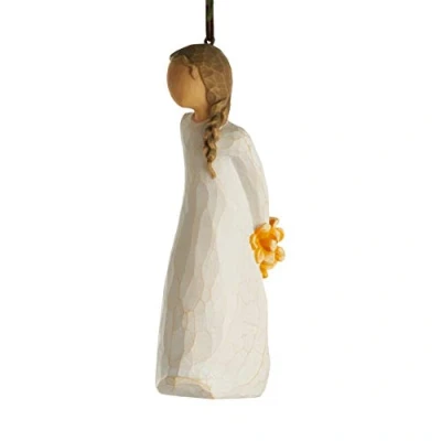 Imagen de Figura de niña escondiendo flores con motivos navideños para colgar, Willow Tree, Home &amp; Navidad Deco, Enesco