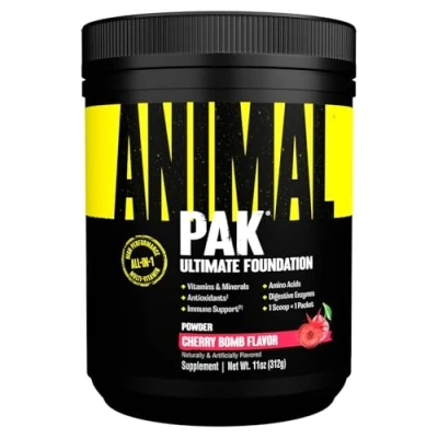 Imagen de Universal Nutrition ANIMAL Pak Powder (Cherry) Complejo multivitamínico para entrenamiento con vitaminas, minerales y aminoácidos, enzimas que apoyan el suministro de nutrientes sistema