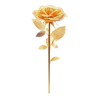 Imagen de Piececool Puzzle 3D Maqueta Metal, Regalos de Colección Puzzles Maquetas para Montar, Construir Adultos y Adolescentes, Flores (Oro)