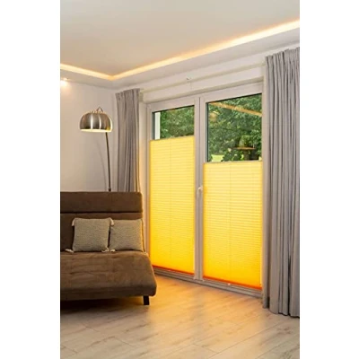 Imagen de Khome Estor Plisado Klemmfix, Poliéster, Amarillo, B45 x H130 cm