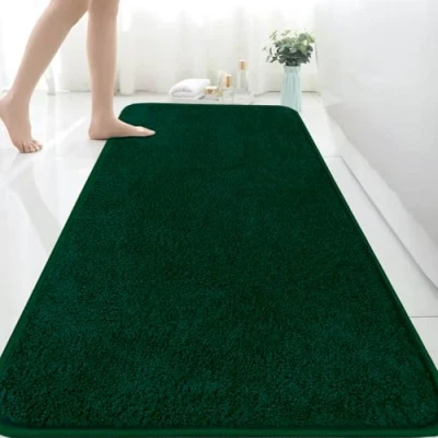 Imagen de Tapete de baño extragrande microfibra 150 x 60 cm, absorbente, antideslizante, antimoho, lavable a máquina, para dormitorio, baño, color verde
