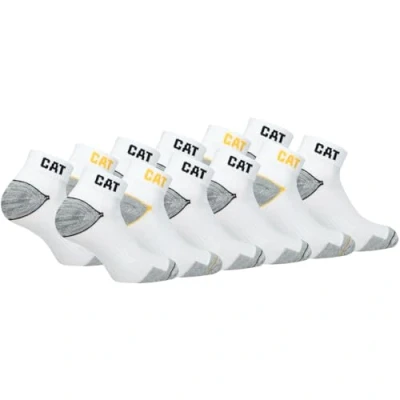 Imagen de Caterpillar Calcetines de trabajo Algodón para hombres, reforzados en el talón y la punta, 12 Pares (Blanco, 43 46)