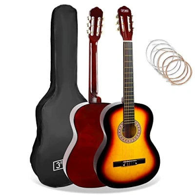Imagen de 3rd Avenue Paquete Para Principiantes Con Cuerdas De Nailon Español Guitarra Clásica 4/4 Tamaño Completo 6 Meses Lecciones Gratis, Bolsa Y Sunburst