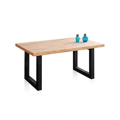 Imagen de duehome Loft, Mesa Fija de Comedor, para Salon, Acabado en Roble y Negro, Medidas: 160 cm (Largo) x 100 (Ancho) 76 (Alto)