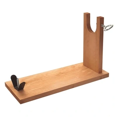 Imagen de Well Home Jamonero en Madera de Pino 40x16x23cm, con herraje V pincho y fijación pezuña Tornillo Acero