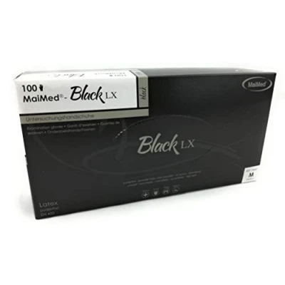 Imagen de Latex Single use gloves 100 St black Tattoo Size M by Maimed