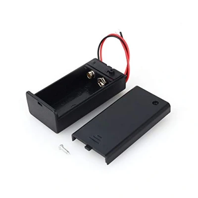 Imagen de Samfox Caja del Soporte de la Batería 9V Voltios, CC con Cable Conductor Tapa Interruptor Encendido/Apagado Durable