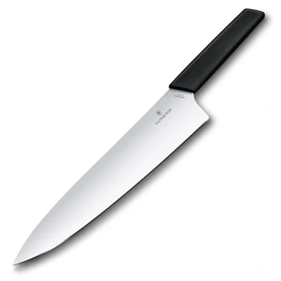 Imagen de Victorinox Swiss Modern Cuchillo trinchar carne, afilado recto, hoja de acero inoxidable 25 cm, mango ergonómico plástico, negro