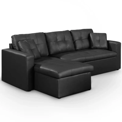 Imagen de Sofá cama chaise longue Toledo , PU negro Menzzo
