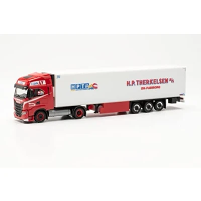 Imagen de herpa Miniatura del camión Iveco S Way LNG semirremolque frigorífico Tractor H.P.Therkelsen, Escala 1/87, maqueta de colleción, modelismo, Modelo aleman, Figura plástico