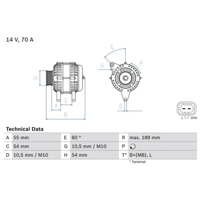 Imagen de BOSCH 0 986 083 580 Alternador 14V 70A OPEL: Meriva A, Corsa D Hatchback