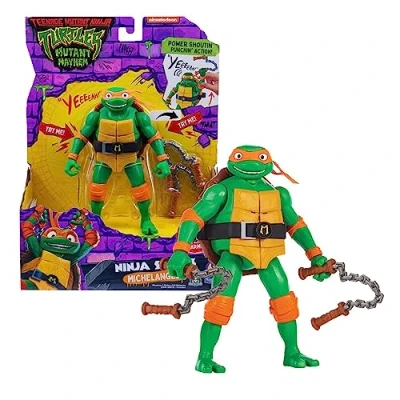 Imagen de Tortugas Ninja Michelangelo Figura de Acción Deluxe con Sonidos y Frases Personaje Película Caos Mutante, 4 Muñecos coleccionables, Fans, niños niñas +4 años, Famosa (TU800300)