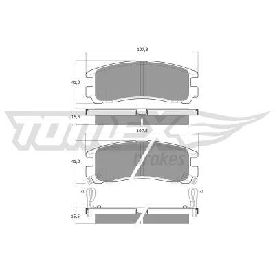Imagen de TOMEX brakes TX 11 00 Juego de pastillas freno Eje trasero con avisador acústico desgaste HONDA: Accord 7 Limousine, CIVIC 6 Hatchback