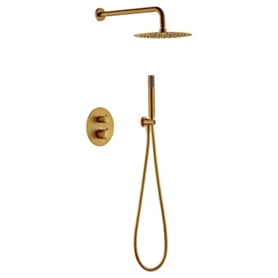 Imagen de Conjunto de ducha termostática empotrado pared oro cepillado Line Imex GTD038/OC
