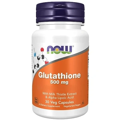 Imagen de Now Foods, L Glutathione, 500mg, con Cardo Mariano y Ácido Alfa Lipoico, 30 Cápsulas veganas, Aminoácido, Testado en Laboratorio, Sin Gluten, Soja, OGM