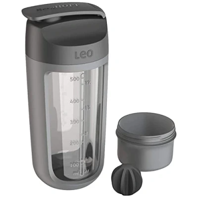Imagen de Berghoff 3950227 Botella Mezcladora Con Compartimento Para Polvos 0,55L, Plástico Libre De Bpa, Apto Lavavajillas, Detalles Gris