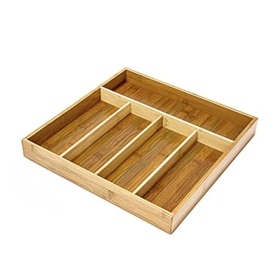 Imagen de Relaxdays Bandeja para Cubiertos, bambú, 5 compartimientos, 34 x 33,5 4,2 cm, Resistente